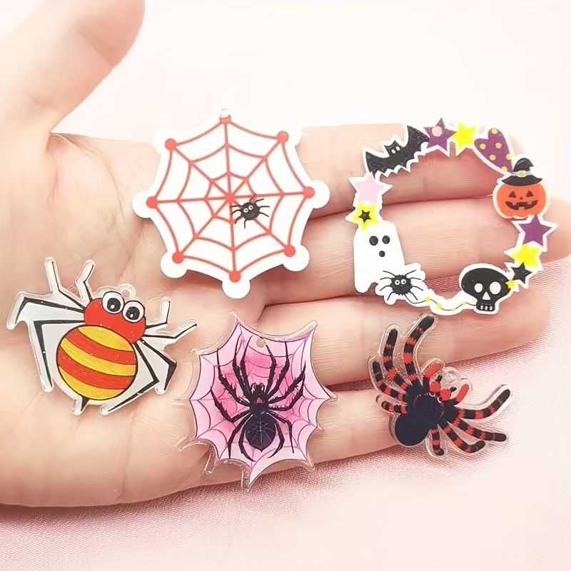 Jewelry Making Accessories - 10pcs 아크릴 할로윈 거미 펜던트, DIY