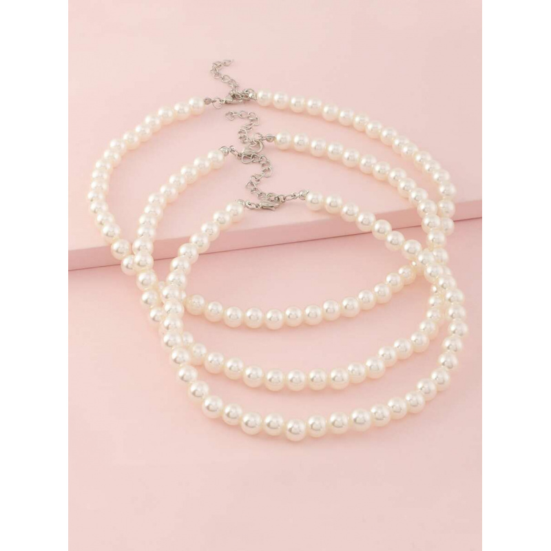 Jewelry Making Kits For Girls - 3개/세트 소녀용 흰색 진주 비즈 목걸이