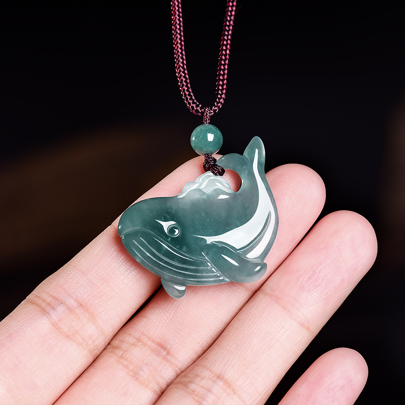Jewelry Making With Stones - 천연 버마산 비취 고래 펜던트 목걸이