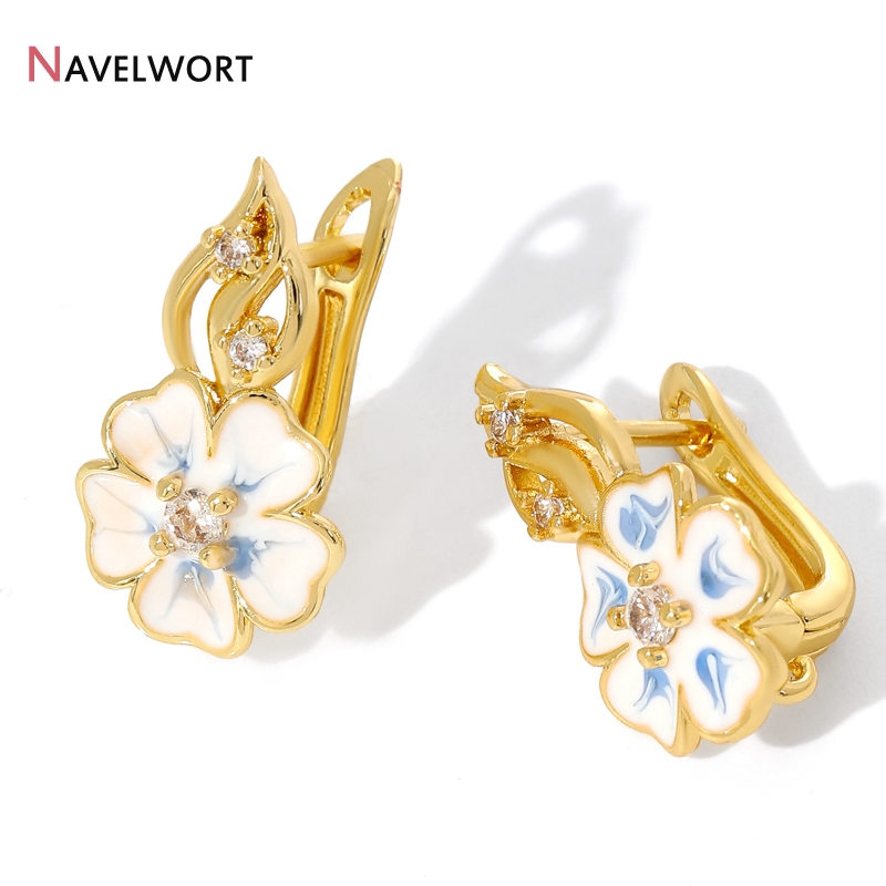 Jewelry Making Earrings - 18K 금도금 황동과 지르콘 귀걸이 고리,