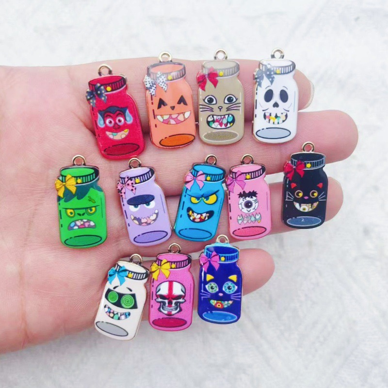 Jewelry Making Accessories - 12개 합금 프린트 병 펜던트, DIY