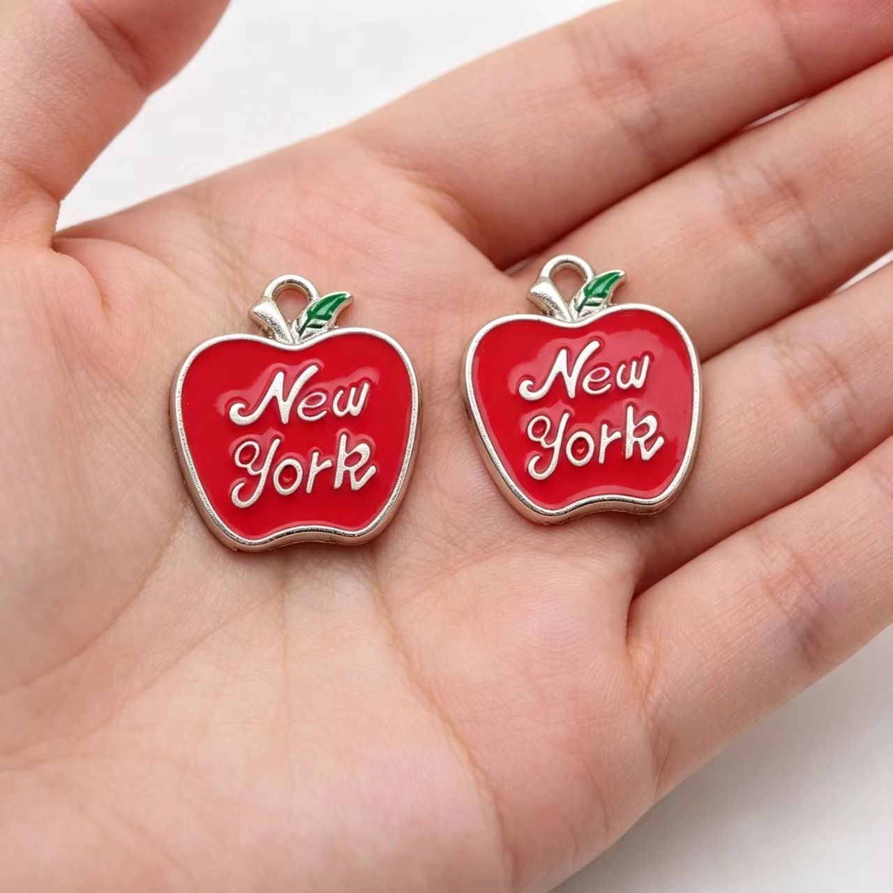 Jewelry Making New York - 10Pcs 에나멜 애플 뉴욕 참 펜던트