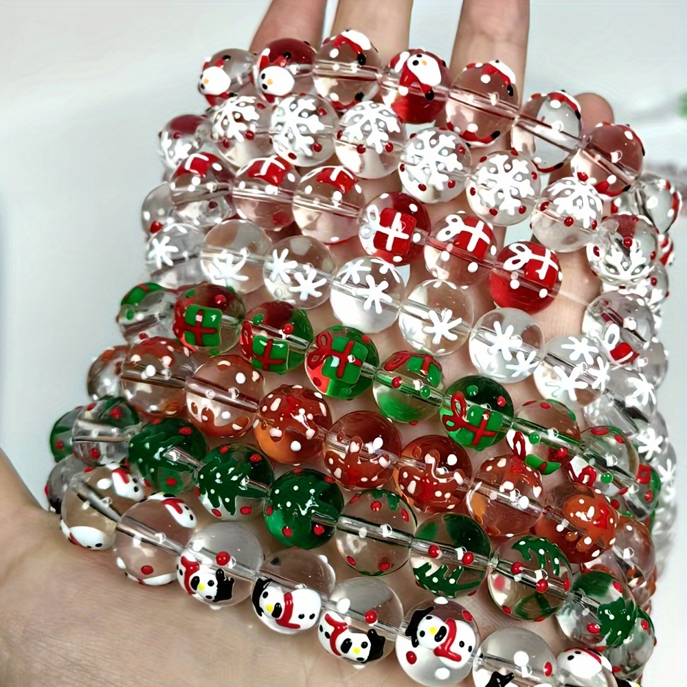 Jewelry Making Event - 15Pcs 12mm 크리스마스 투명 유리 손으로