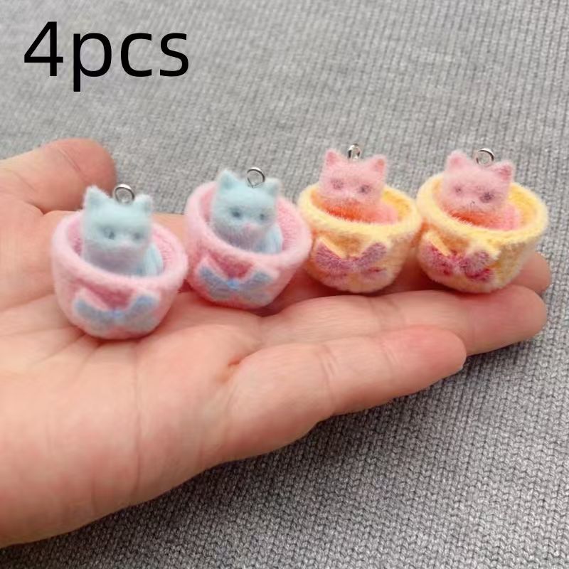 4개입 3D 플러시 레진 고양이 펜던트, DIY 쥬얼리 - Jewelry Making Accessories 리뷰 및 가격