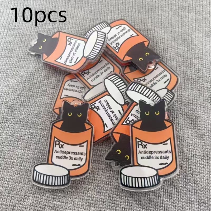 10개 아크릴 약병 고양이 펜던트, DIY 쥬얼리 제작 - Jewelry Making Accessories 리뷰 및 가격