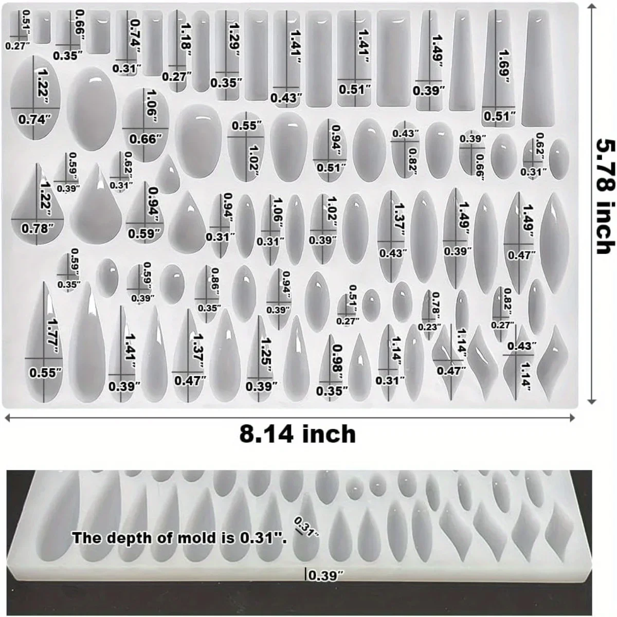 41개의 짝을 이루는 모양을 가진 스터드 귀걸이 실리콘 - Jewelry Making Mold 리뷰 및 가격