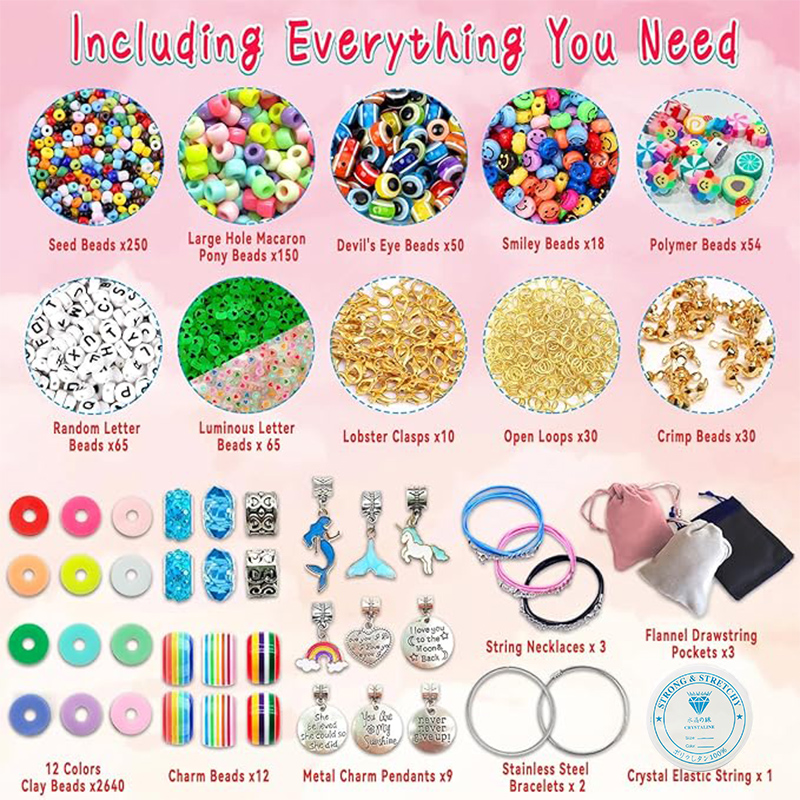3400pcs 비즈 매력 보석 만들기 키트 우정 팔찌  - Jewelry Making Kits For Girls 리뷰 및 가격