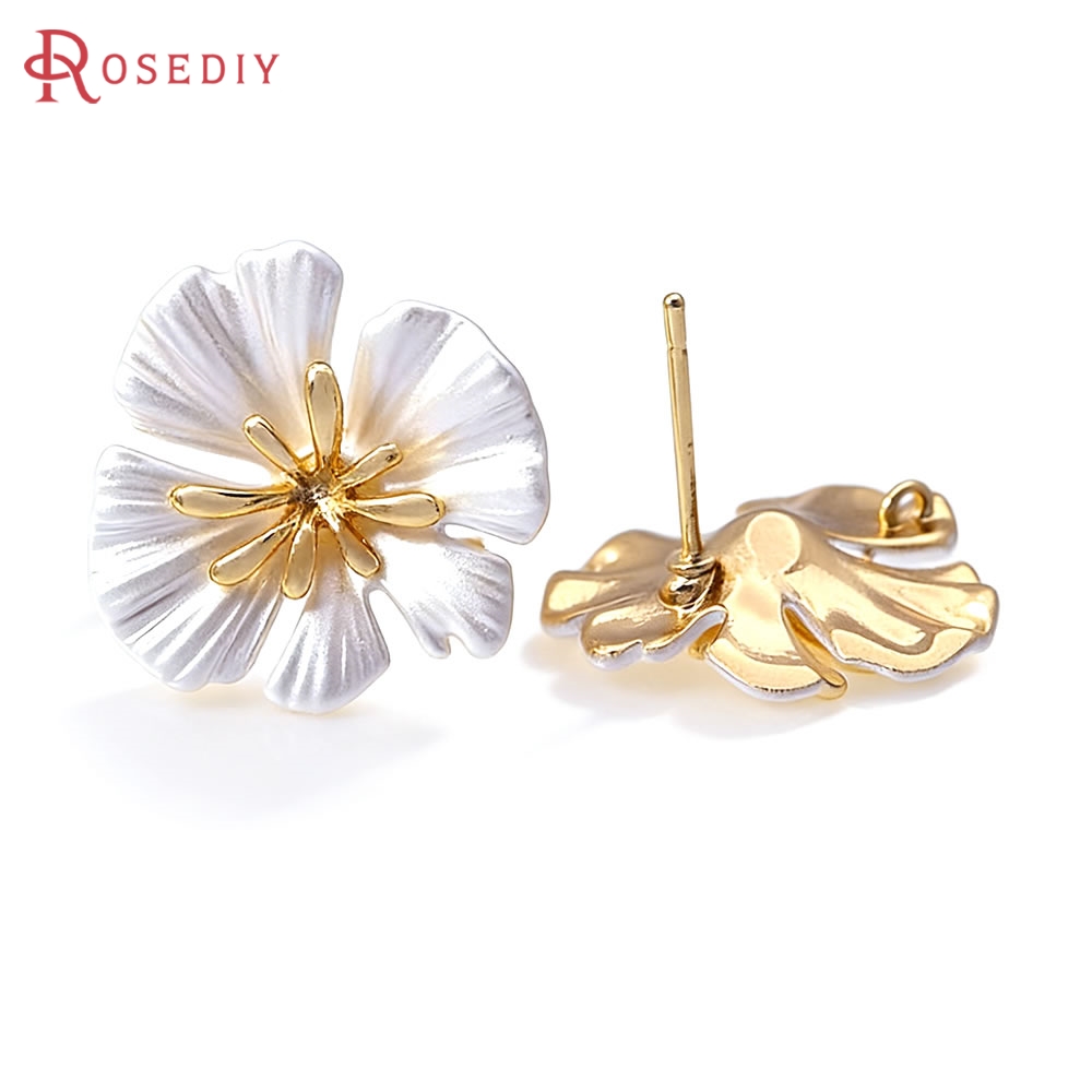 18K 골드 컬러 황동 꽃 귀걸이 핀 귀걸이 고품질 여 - Jewelry Making Earrings 리뷰 및 가격