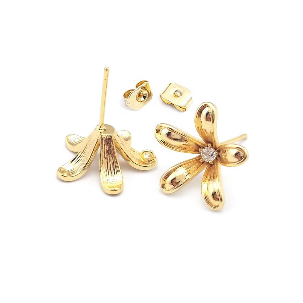18K 골드 컬러 황동 꽃 귀걸이 핀 귀걸이 고품질 여 - Jewelry Making Earrings 리뷰 및 가격
