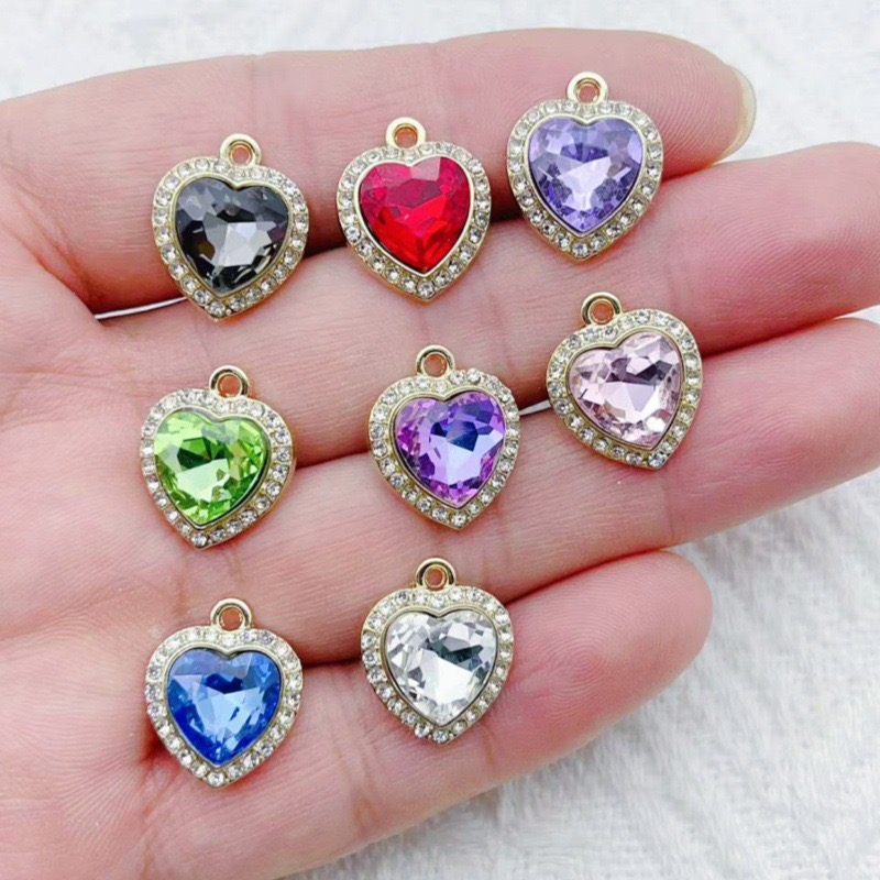 10개 하트 모양의 화려한 보석 펜던트, 신선한 스타일 - Jewelry Making Accessories 리뷰 및 가격