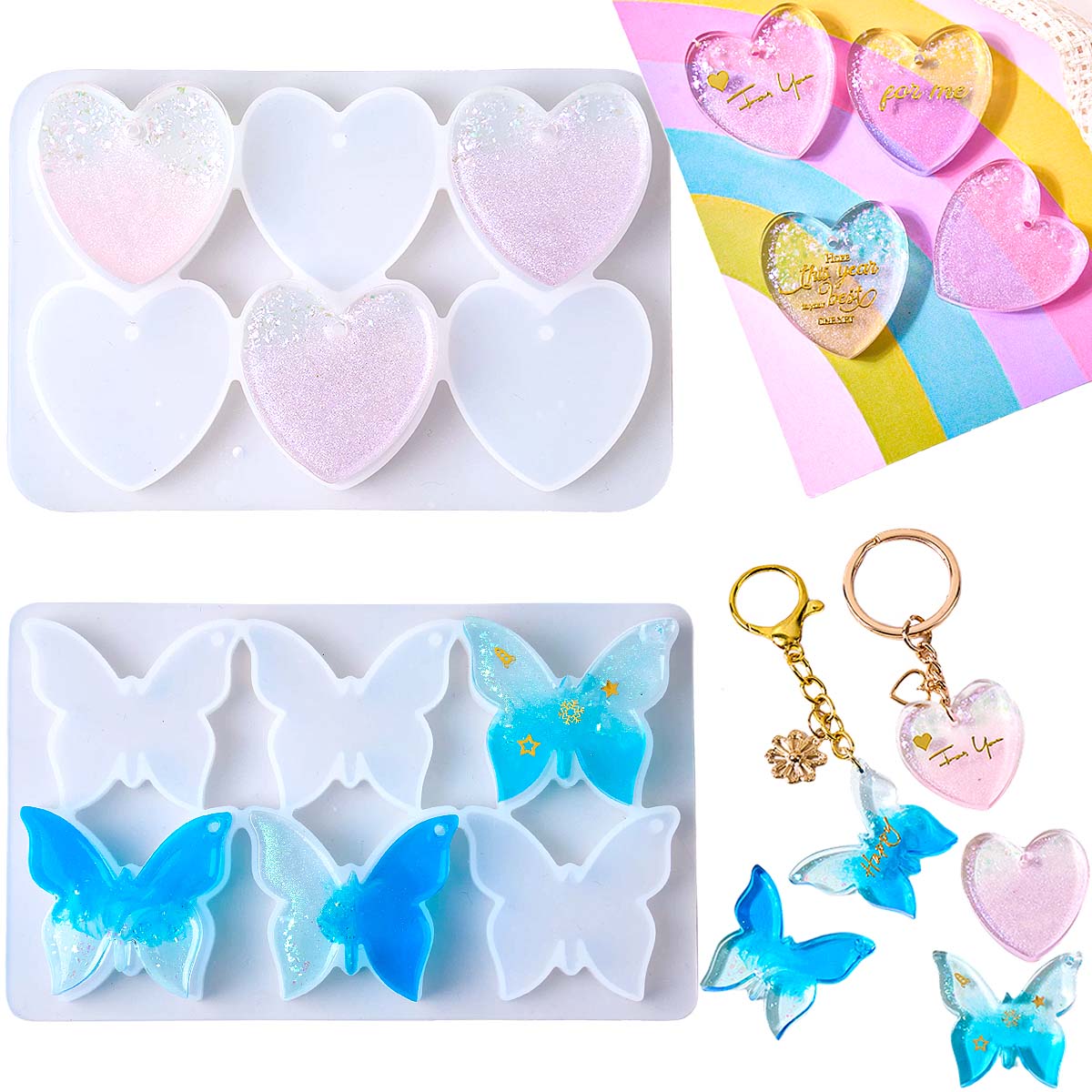 6개의 구멍이 있는 귀걸이 실리콘 몰드 DIY 하트 나 - Jewelry Making Mold 리뷰 및 가격
