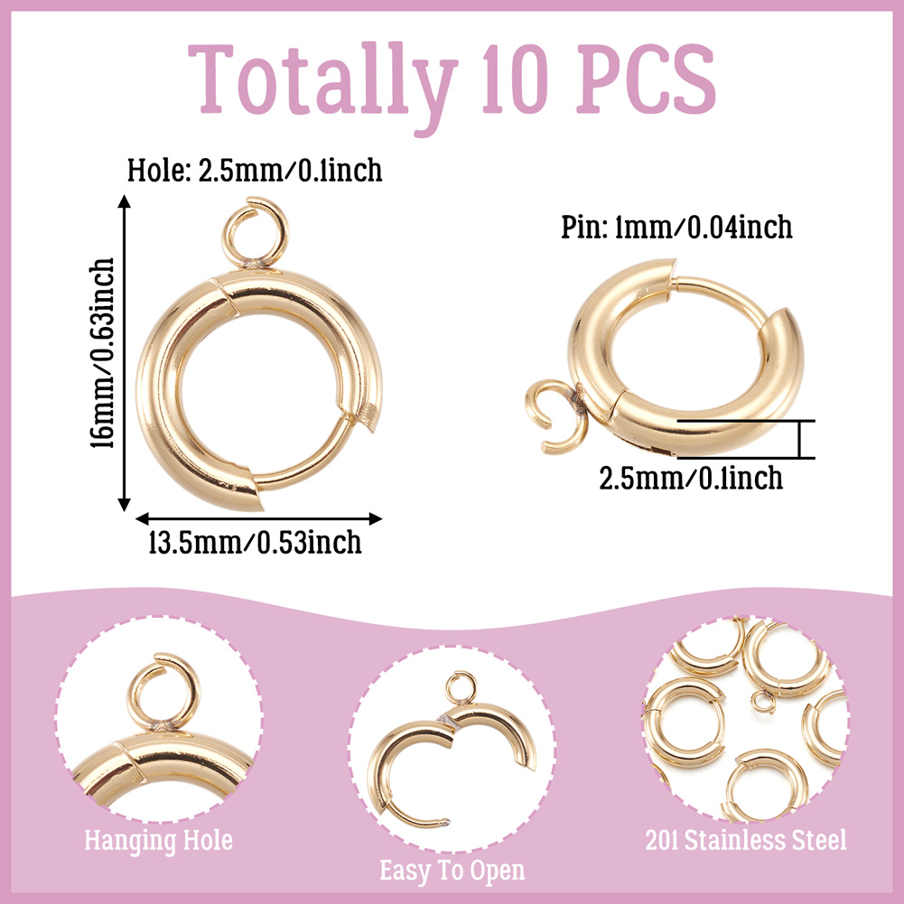 10개 201 스테인리스 스틸 허기 이어링 훅 라운드  - Jewelry Making Earrings 리뷰 및 가격