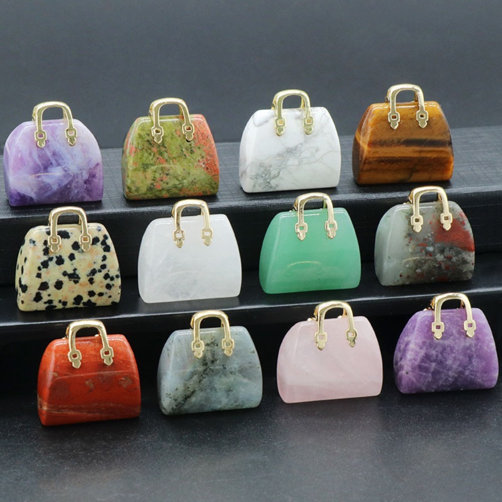 1pcs 25x28mm 미니 핸드백 모양 펜던트 천연석 - Jewelry Making Event 리뷰 및 가격