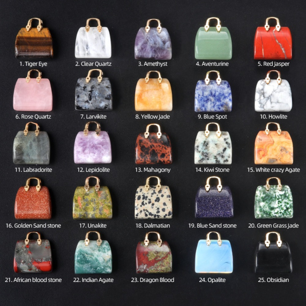 1pcs 25x28mm 미니 핸드백 모양 펜던트 천연석 - Jewelry Making Event 리뷰 및 가격