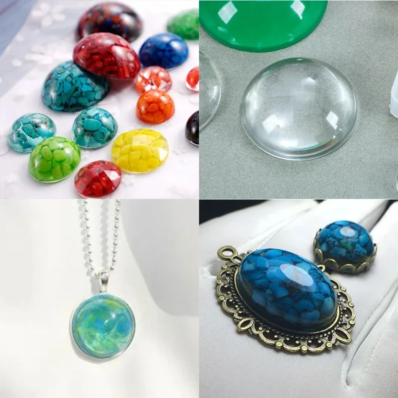 1pcs 실리콘 몰드 하프 볼 오블레이트 카보숑 펜던트 - Jewelry Making Degree 리뷰 및 가격