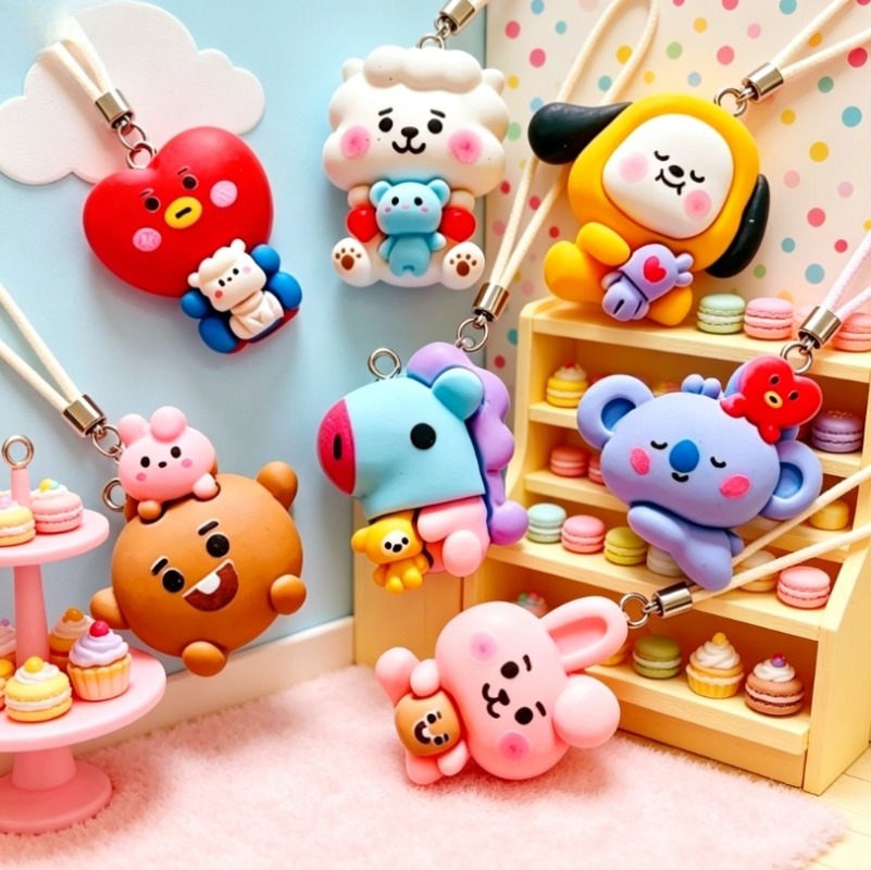7pcs BT21 수지 만화 참 DIY 액세서리 공예  - Jewelry Making Hobby 리뷰 및 가격