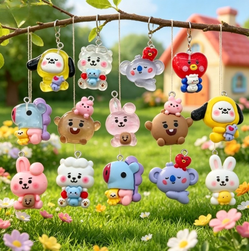 7pcs BT21 수지 만화 참 DIY 액세서리 공예  - Jewelry Making Hobby 리뷰 및 가격