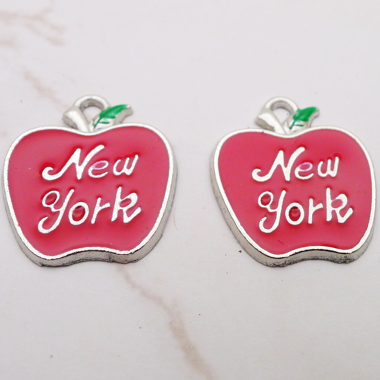 10Pcs 에나멜 애플 뉴욕 참 펜던트 레드 애플 뉴욕 - Jewelry Making New York 리뷰 및 가격