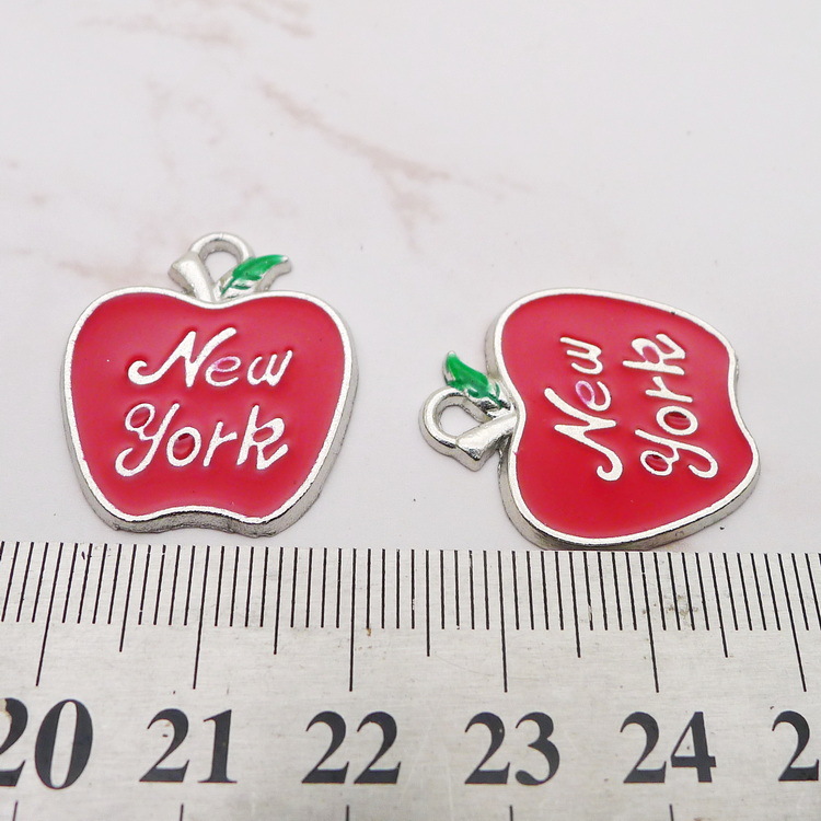 10Pcs 에나멜 애플 뉴욕 참 펜던트 레드 애플 뉴욕 - Jewelry Making New York 리뷰 및 가격