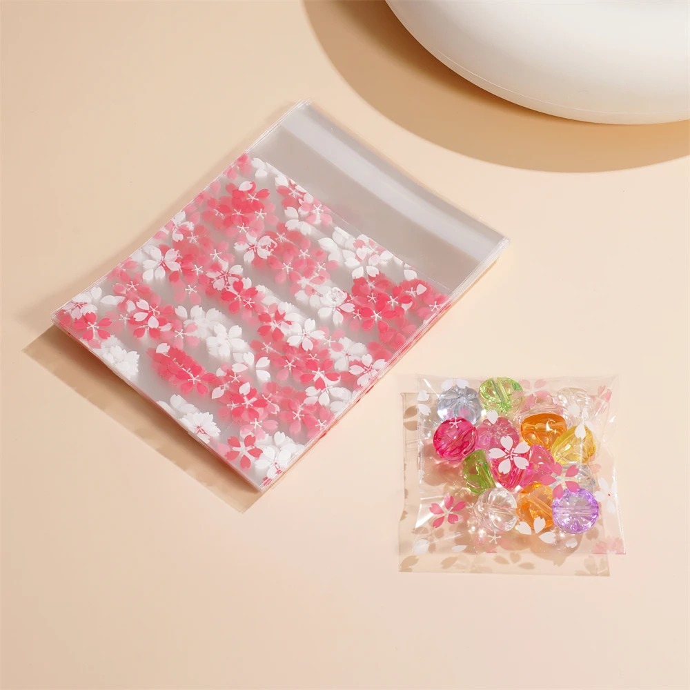 100개 꽃무늬 투명 재사용 가능 OPP 폴리백 자가  - Jewelry Making Event 리뷰 및 가격