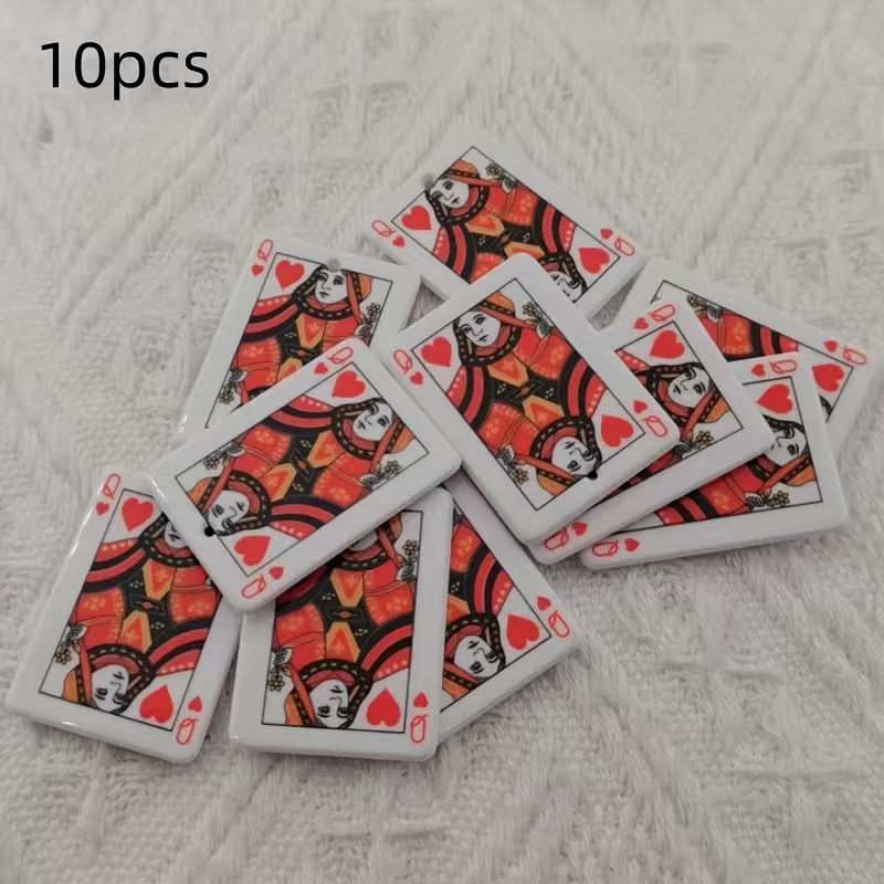 10pcs 아크릴 양면 시뮬레이션 포커 펜던트, DIY - Jewelry Making Accessories 리뷰 및 가격