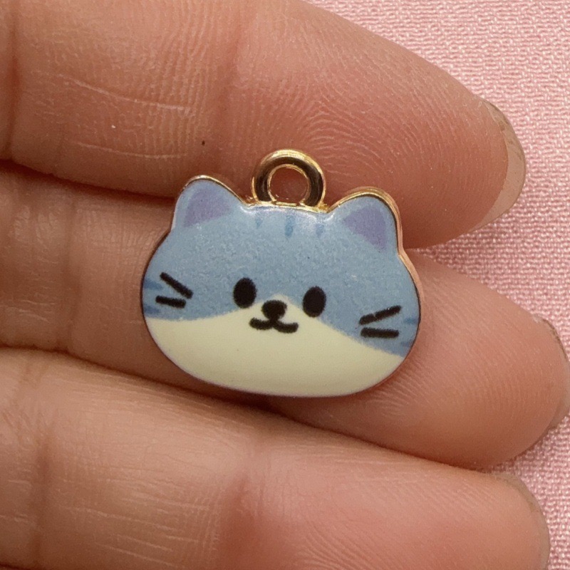 12개 인쇄된 고양이 머리 모양 합금 드립 오일 펜던트 - Jewelry Making Accessories 리뷰 및 가격