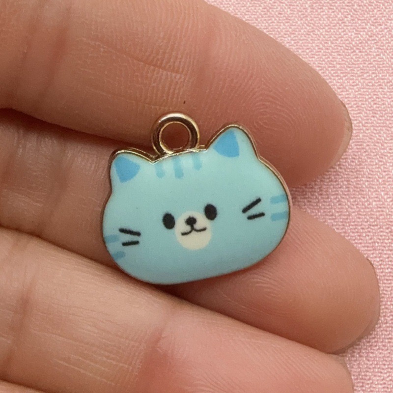 12개 인쇄된 고양이 머리 모양 합금 드립 오일 펜던트 - Jewelry Making Accessories 리뷰 및 가격
