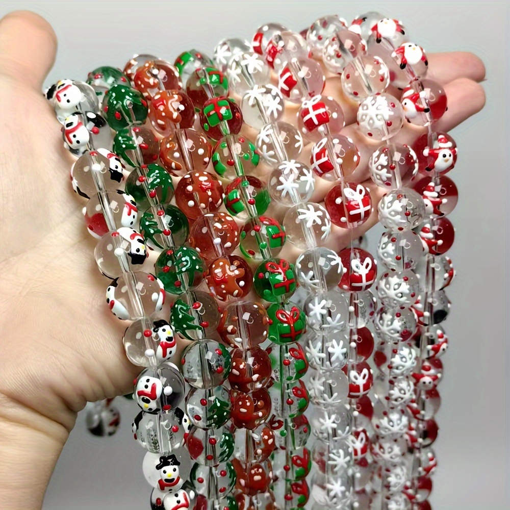 15Pcs 12mm 크리스마스 투명 유리 손으로 그린  - Jewelry Making Event 리뷰 및 가격