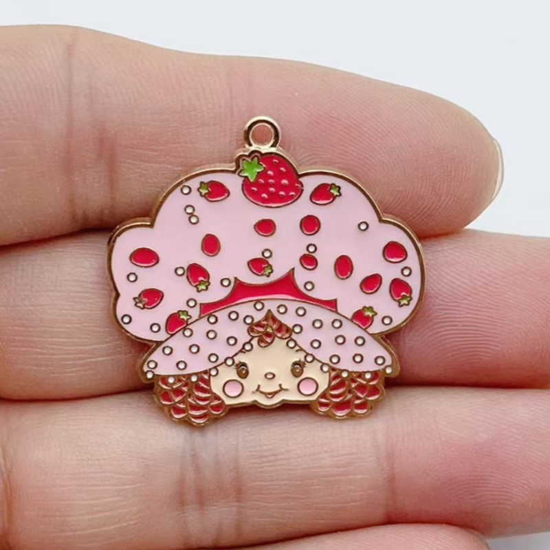 10pcs 귀여운 어린 소녀 에나멜 금속 보석 딸기 무 - Jewelry Making Earrings 리뷰 및 가격