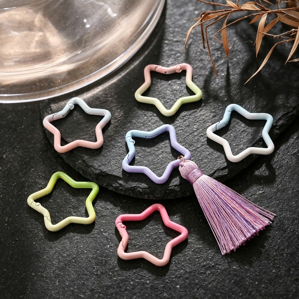 5PCS 그라디언트 별 모양 스프링 링 걸쇠 다채로운  - Jewelry Making Hobby 리뷰 및 가격